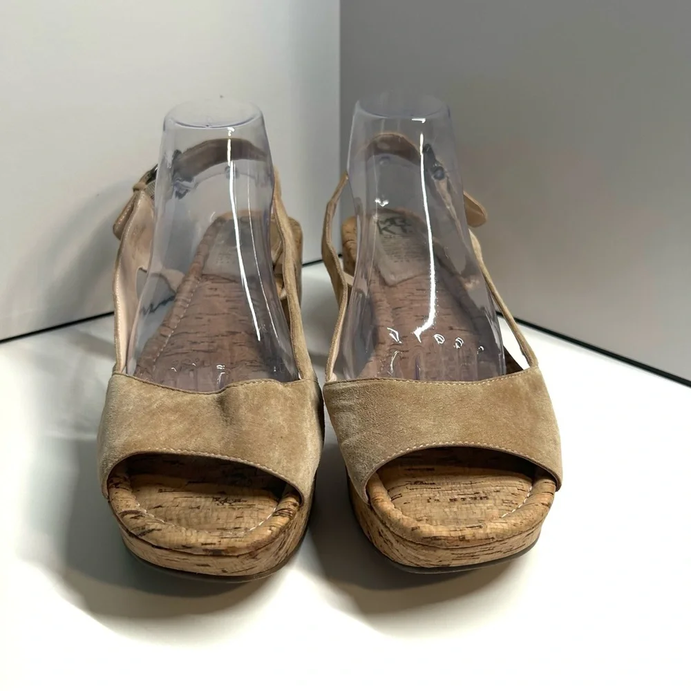 MRKT Women's Tan Suede Slingback Cork Platform Sandals in‎ Size 11